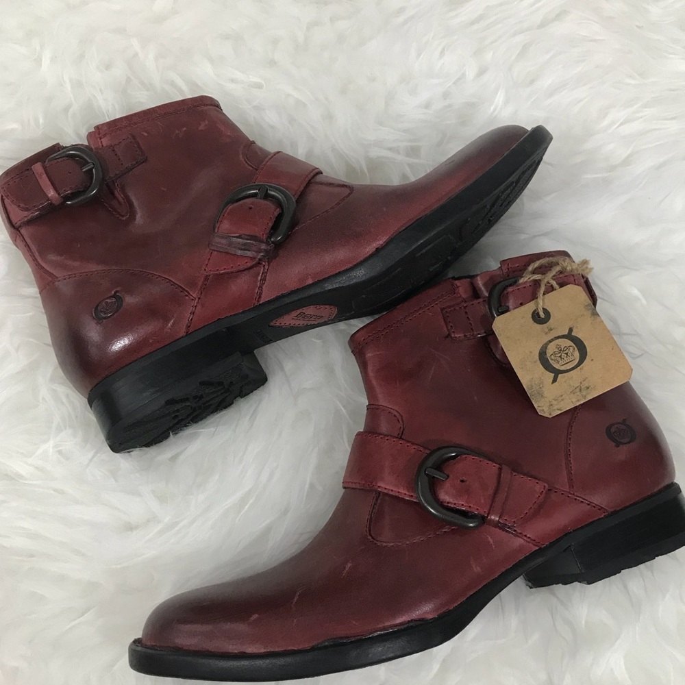 Born Raisa Booties Wine Color